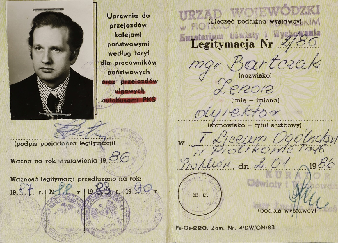 Legitymacja Zenona Bartczaka - Spuścizna Zenona Bartczaka